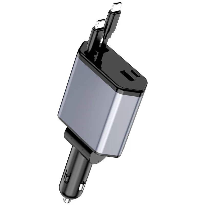 Bulk Purchasing 95W Car Charger 3 USB-C + 1 USB-A with Retractable Cables PD  /  QC Fast Charging For Phone  /  Tablet - Black