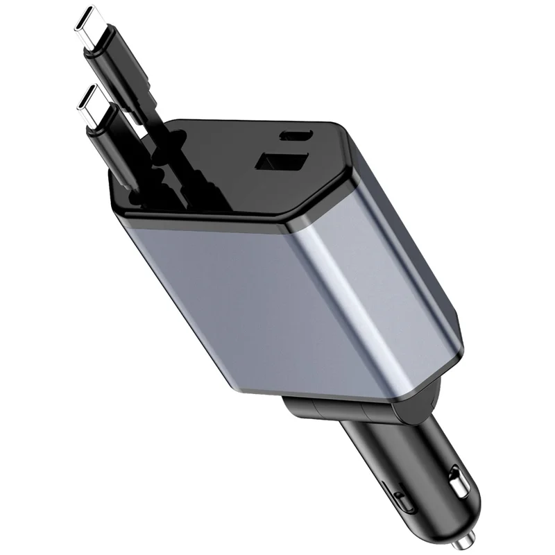 Bulk Purchasing 95W Car Charger 3 USB-C + 1 USB-A with Retractable Cables PD  /  QC Fast Charging For Phone  /  Tablet - Black