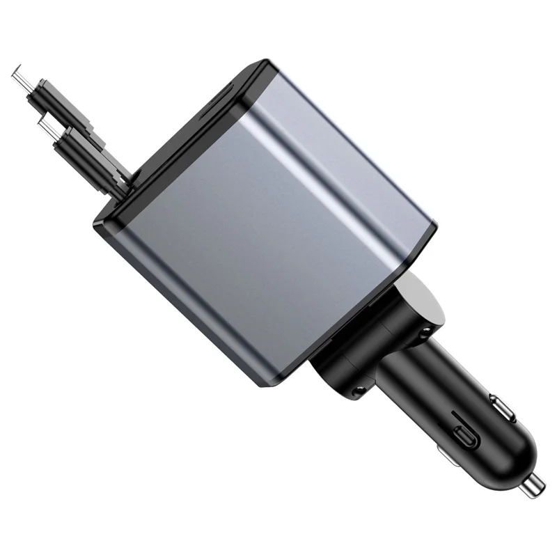 Bulk Purchasing 95W Car Charger 3 USB-C + 1 USB-A with Retractable Cables PD  /  QC Fast Charging For Phone  /  Tablet - Black