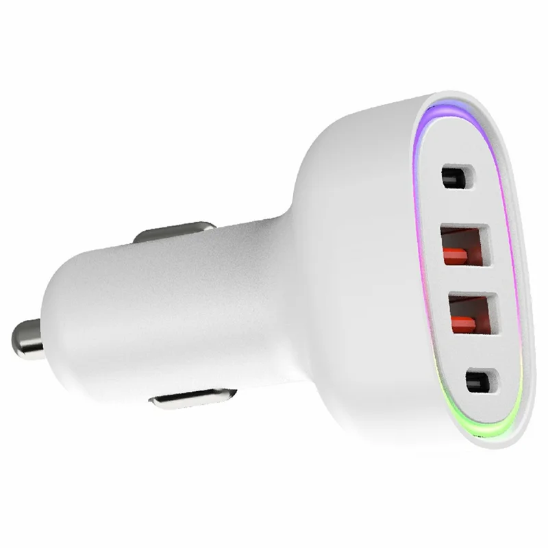 Bulk Purchasing 85W Car Charger 2A + 2C 4 Port Fast Charging with LED Light PD3.0 QC3.0 Compatible - White