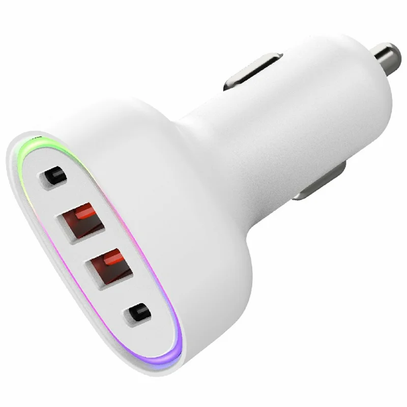 Bulk Purchasing 85W Car Charger 2A + 2C 4 Port Fast Charging with LED Light PD3.0 QC3.0 Compatible - White