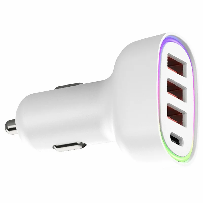 Bulk Purchasing 80W Car Charger 3 USB-A 1 USB-C Ports PD3.0 QC3.0 Fast Charging Adapter For Vehicle Use - White