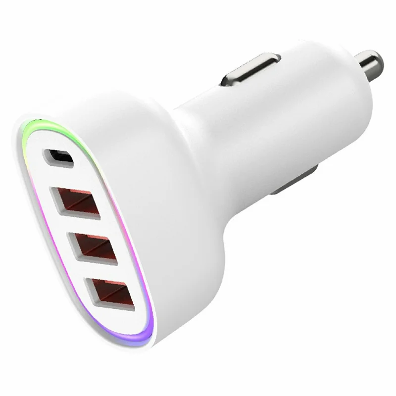 Bulk Purchasing 80W Car Charger 3 USB-A 1 USB-C Ports PD3.0 QC3.0 Fast Charging Adapter For Vehicle Use - White