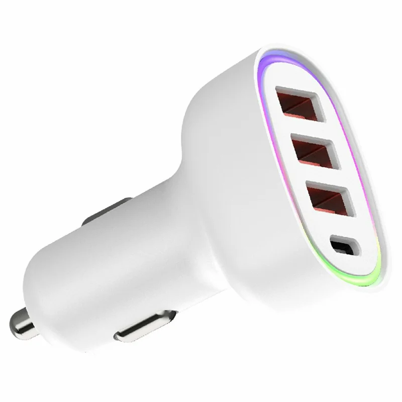 Bulk Purchasing 80W Car Charger 3 USB-A 1 USB-C Ports PD3.0 QC3.0 Fast Charging Adapter For Vehicle Use - White