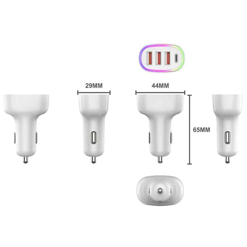 Bulk Purchasing 80W Car Charger 3 USB-A 1 USB-C Ports PD3.0 QC3.0 Fast Charging Adapter For Vehicle Use - White