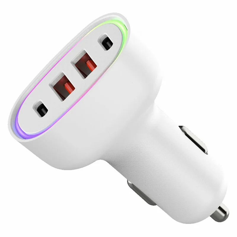 Bulk Purchasing 101W Car Charger 2 USB-A 2 USB-C Ports PD3.0 QC3.0 Fast Charging Adapter For Vehicle Use - White