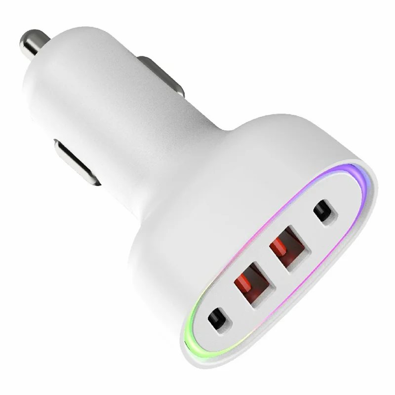 Bulk Purchasing 101W Car Charger 2 USB-A 2 USB-C Ports PD3.0 QC3.0 Fast Charging Adapter For Vehicle Use - White