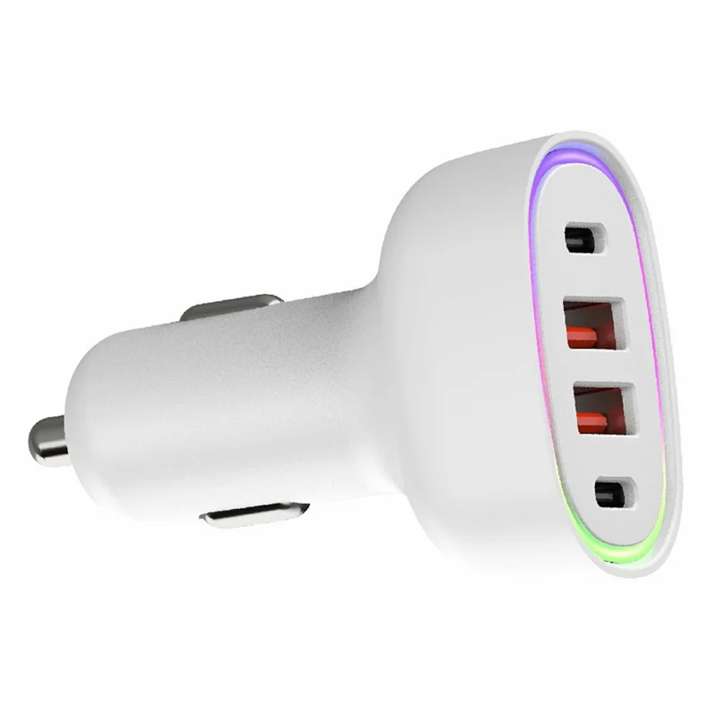 Bulk Purchasing 101W Car Charger 2 USB-A 2 USB-C Ports PD3.0 QC3.0 Fast Charging Adapter For Vehicle Use - White