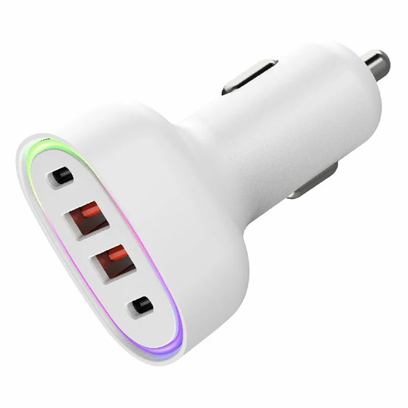 Bulk Purchasing 101W Car Charger 2 USB-A 2 USB-C Ports PD3.0 QC3.0 Fast Charging Adapter For Vehicle Use - White