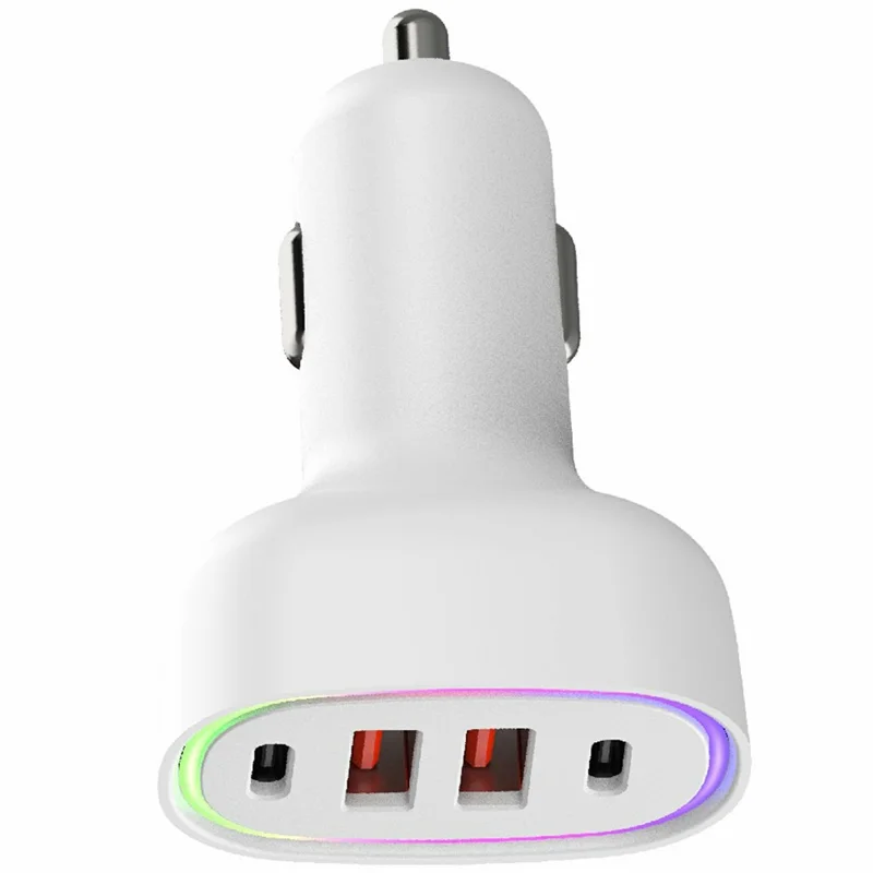 Bulk Purchasing 101W Car Charger 2 USB-A 2 USB-C Ports PD3.0 QC3.0 Fast Charging Adapter For Vehicle Use - White