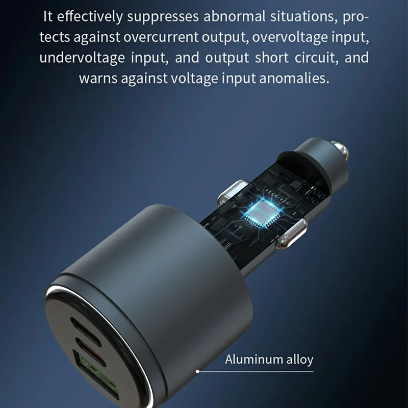 DEVIA EA508 Extreme Speed Series USB-A + Dual Type-C Charger 116W Metal Car Charger - Dark Grey