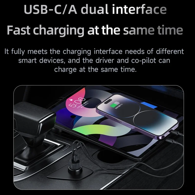 TOTU CC-1 36W Dual USB-A Car Charger Fast Charging Phone Charger Adapter - Black