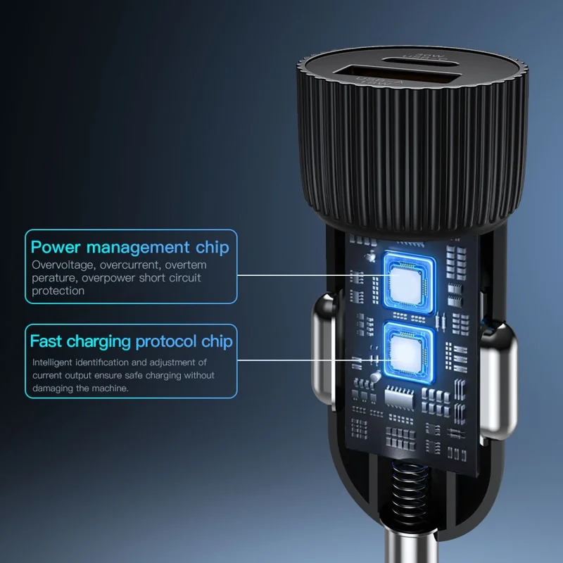 TOTU CC-1 36W Dual USB-A Car Charger Fast Charging Phone Charger Adapter - Black