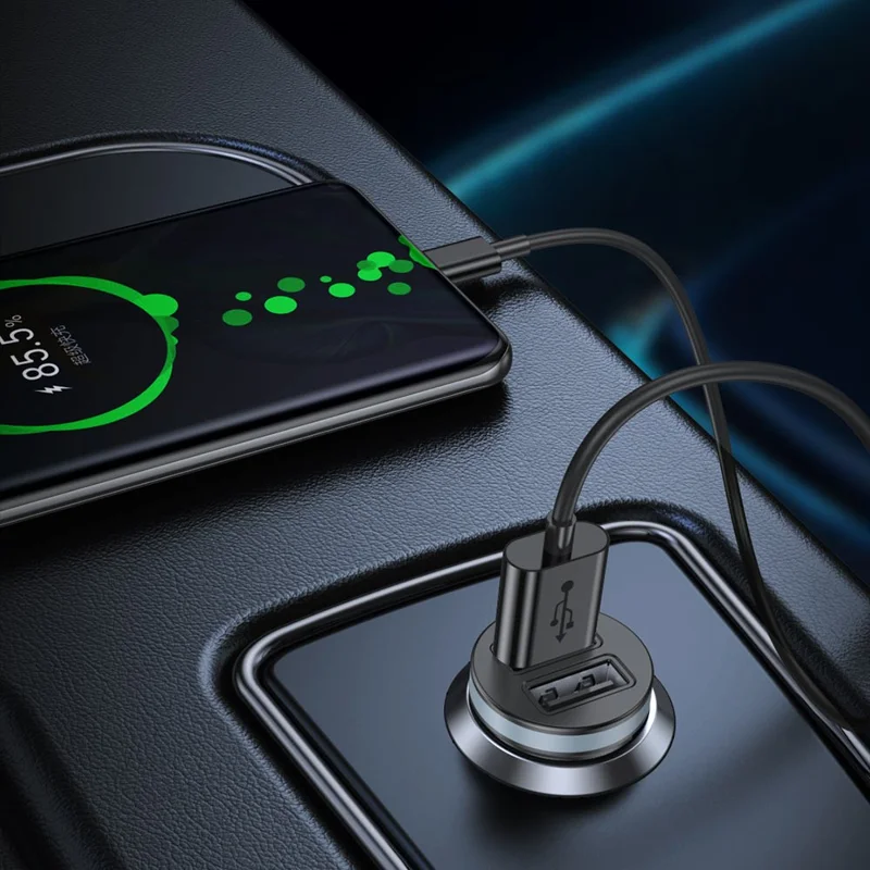 TOTU CC-3 USB-A + USB-A Dual Ports Car Charger 10.5W Fast Charging Phone Charger Adapter - Grey