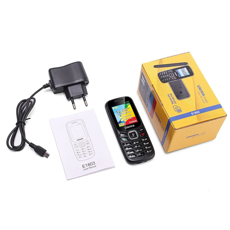 UNIWA E1803 Dual SIM Dual Standby 2G Feature Phone Physical Keypad LED Flashlight Camera Phone - Black