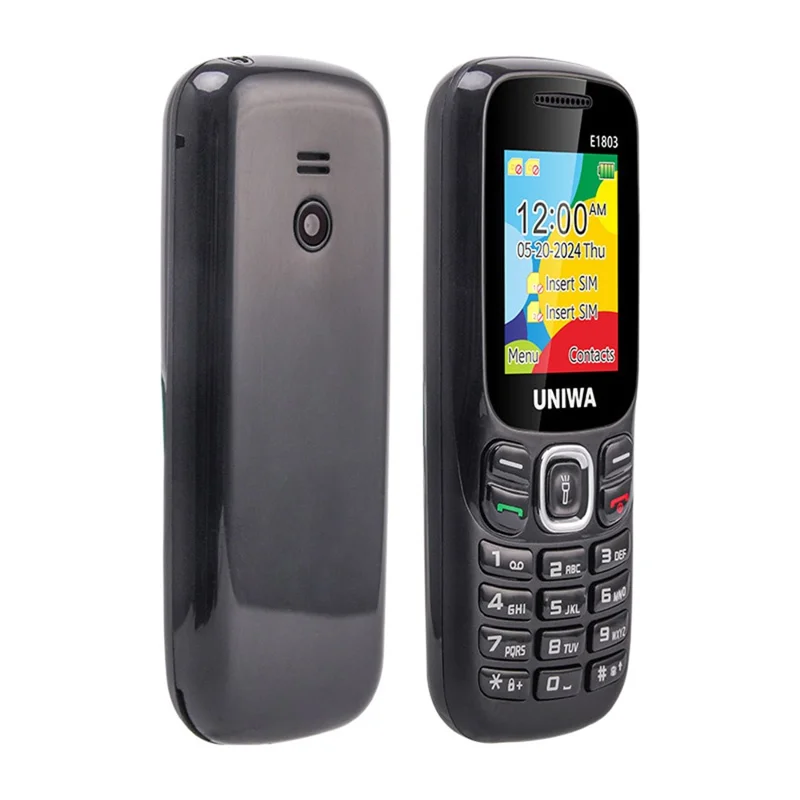 UNIWA E1803 Dual SIM Dual Standby 2G Feature Phone Physical Keypad LED Flashlight Camera Phone - Black