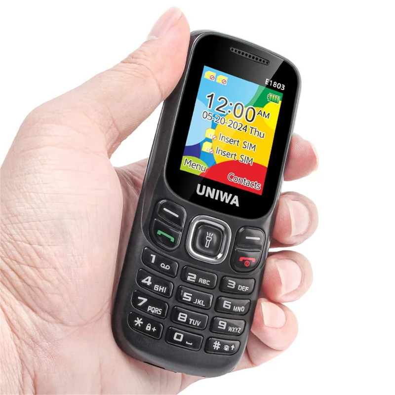 UNIWA E1803 Dual SIM Dual Standby 2G Feature Phone Physical Keypad LED Flashlight Camera Phone - Black