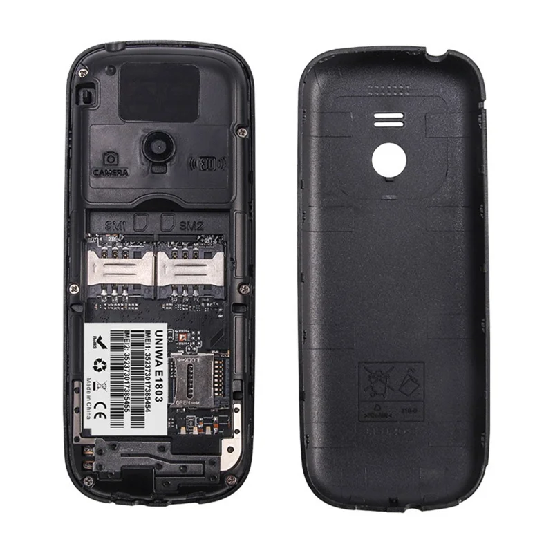 UNIWA E1803 Dual SIM Dual Standby 2G Feature Phone Physical Keypad LED Flashlight Camera Phone - Black