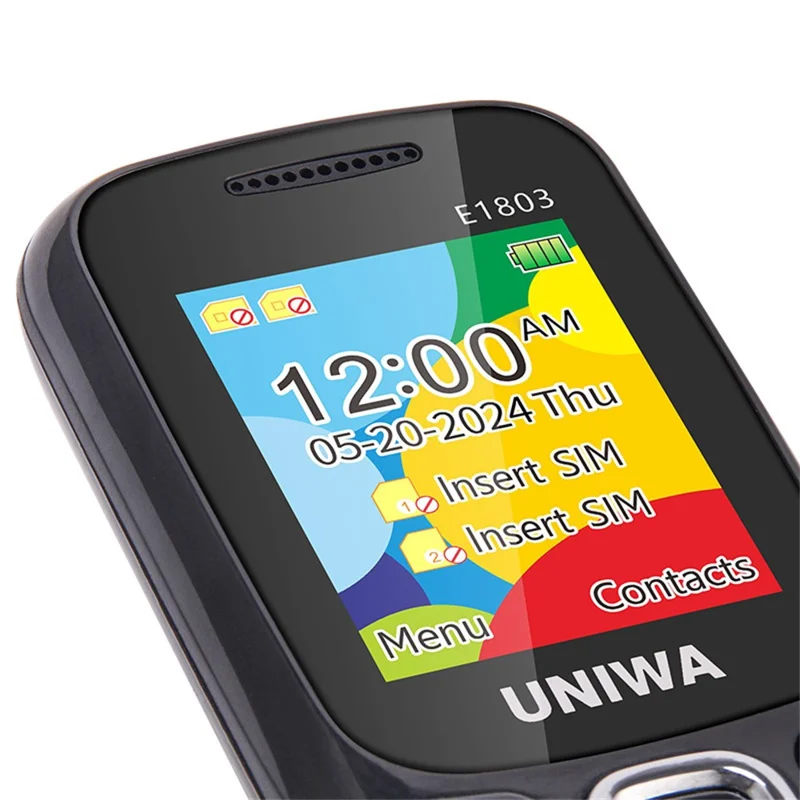 UNIWA E1803 Dual SIM Dual Standby 2G Feature Phone Physical Keypad LED Flashlight Camera Phone - Black
