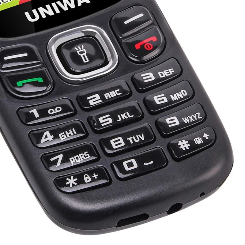 UNIWA E1803 Dual SIM Dual Standby 2G Feature Phone Physical Keypad LED Flashlight Camera Phone - Black