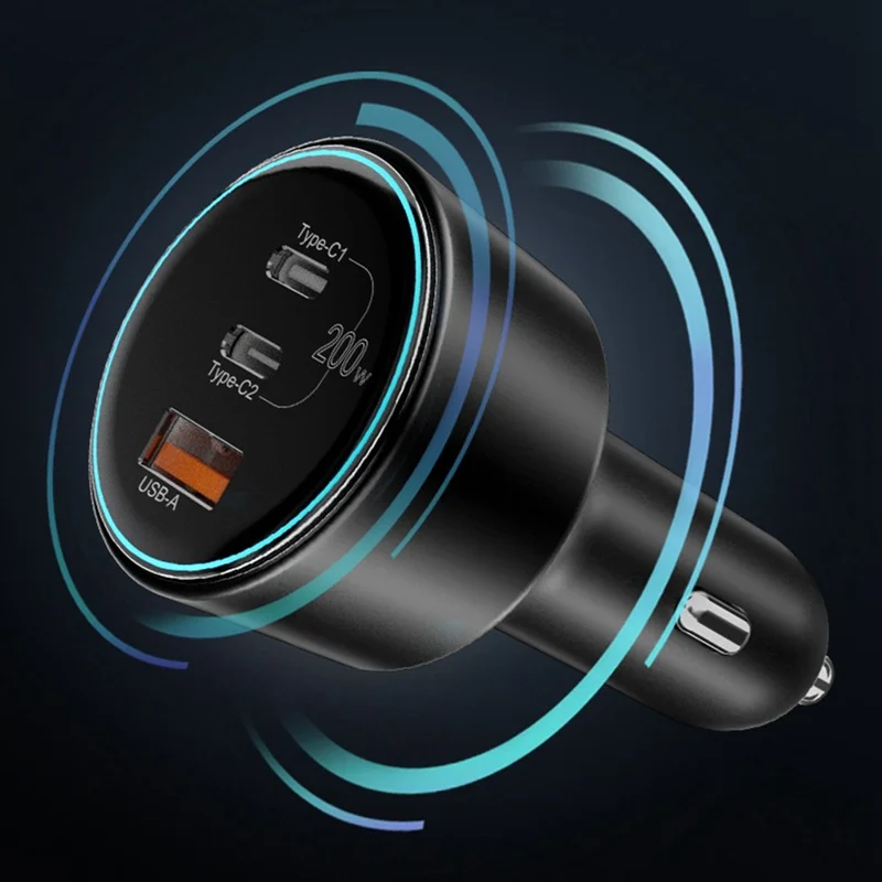 Bulk Purchasing BK-221C 3-Port Car Charger USB-A + 2 USB-C 100W Fast Charging Adapter for Laptop Phone - Black
