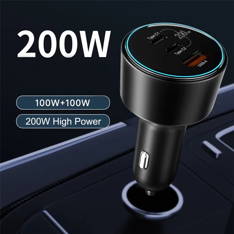Bulk Purchasing BK-221C 3-Port Car Charger USB-A + 2 USB-C 100W Fast Charging Adapter for Laptop Phone - Black