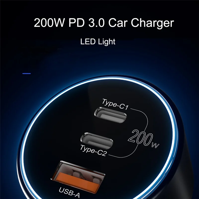 Bulk Purchasing BK-221C 3-Port Car Charger USB-A + 2 USB-C 100W Fast Charging Adapter for Laptop Phone - Black