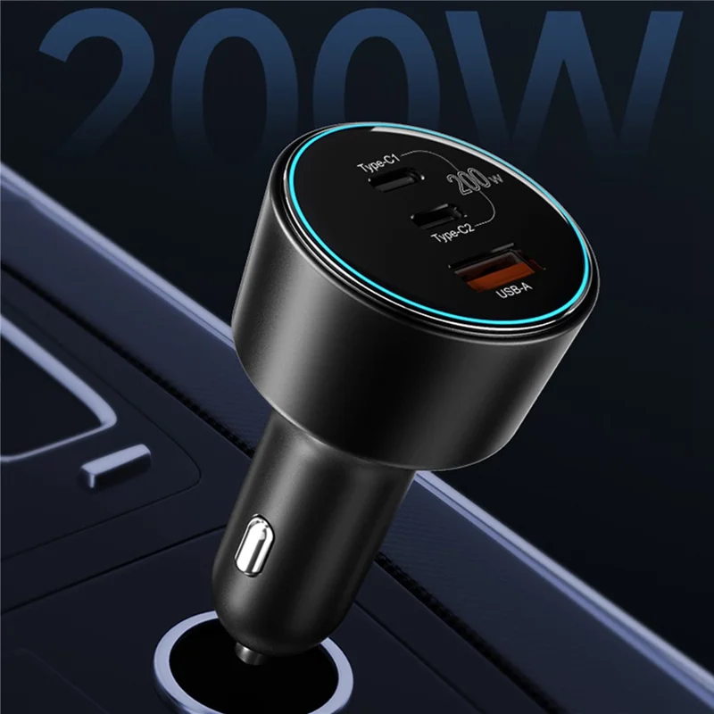 Bulk Purchasing BK-221C 3-Port Car Charger USB-A + 2 USB-C 100W Fast Charging Adapter for Laptop Phone - Black