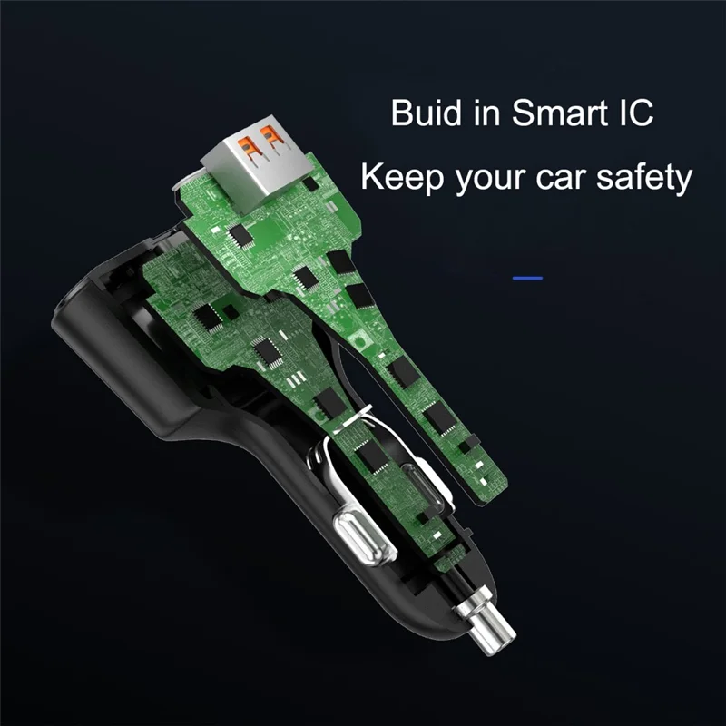 Bulk Purchasing BK-221C 3-Port Car Charger USB-A + 2 USB-C 100W Fast Charging Adapter for Laptop Phone - Black