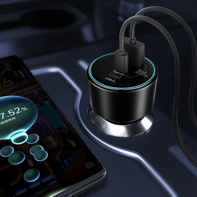 Bulk Purchasing BK-221C 3-Port Car Charger USB-A + 2 USB-C 100W Fast Charging Adapter for Laptop Phone - Black