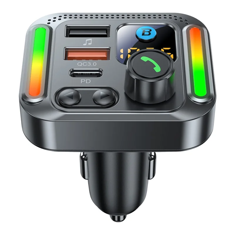 T32 Bluetooth-compatible 5.4 Car FM Transmitter MP3 Player PD 30W QC 18W Fast Charger - Black