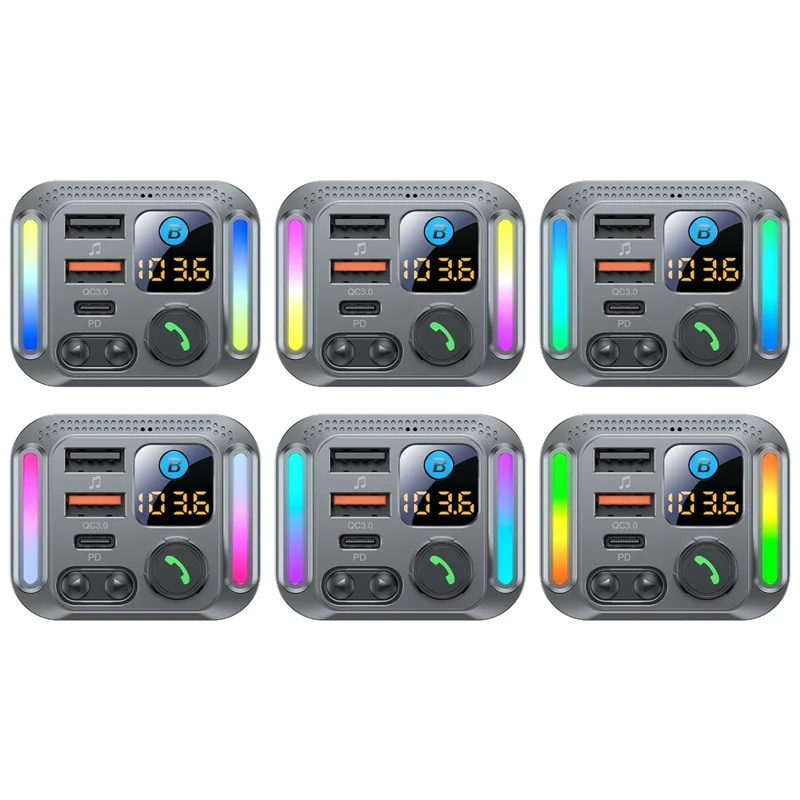 T32 Bluetooth-compatible 5.4 Car FM Transmitter MP3 Player PD 30W QC 18W Fast Charger - Black