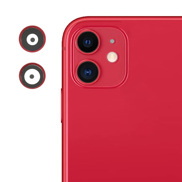 Anel de Cobertura da Lente da Câmera OEM com Filme de Lente de Vidro para iPhone 11 6.1 polegadas - Vermelho