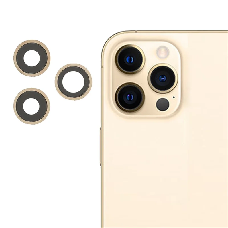 OEM Rear Back Camera Lens Ring Repair Cover with Glass Lens Replacement for iPhone 12 Pro 6.1 inch - Gold