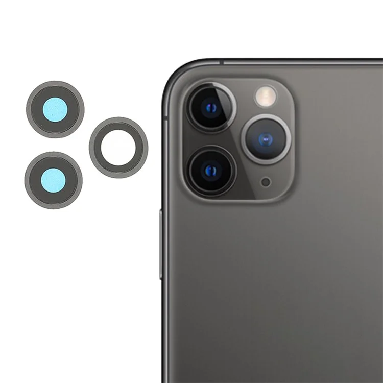 Remplacement du Couvercle de L'anneau D'objectif en Verre de Caméra Arrière OEM Pour Iphone 11 Pro / 11 Pro Max - Gris Foncé