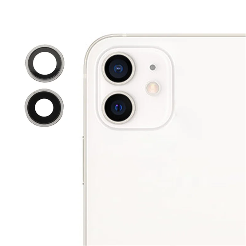 OEM Back Rear Camera Lens Ring Cover with Glass Lens Replacement Part for iPhone 12 / 12 mini - White