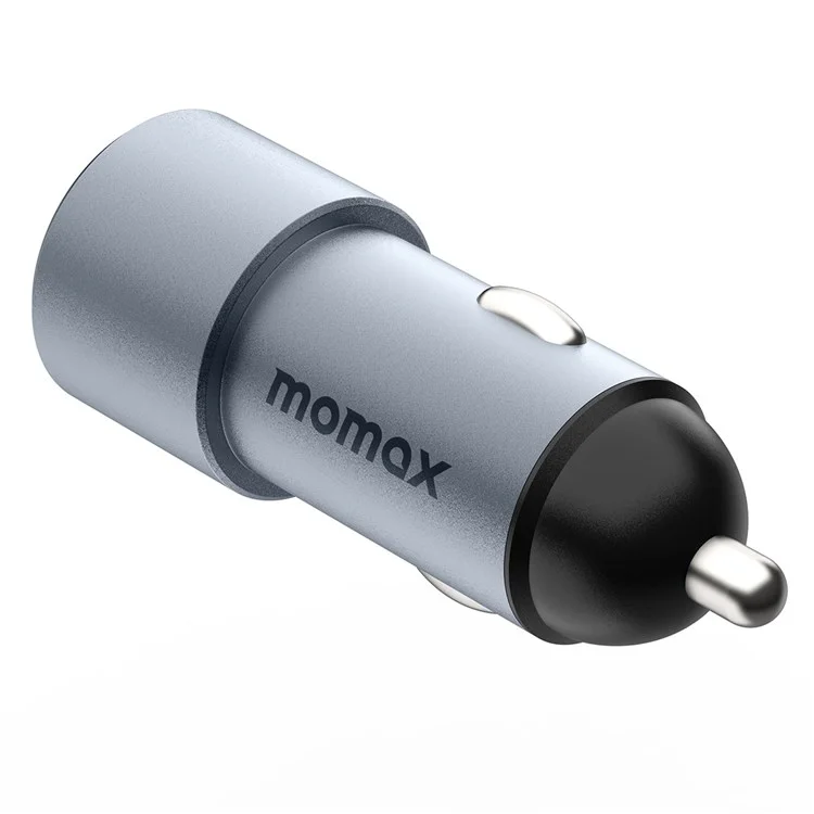 MOMAX UC15 38W Mini Aluminum Alloy Dual Port Car Charger PD + QC 3.0 Fast Charging Cigarette Lighter Adapter - Grey