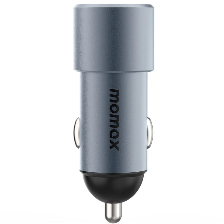 MOMAX UC15 38W Mini Charger de Carro de Porto Dual de Alumínio PD + QC 3.0 Adaptador de Isqueiro de Carregamento Rápido - Cinza