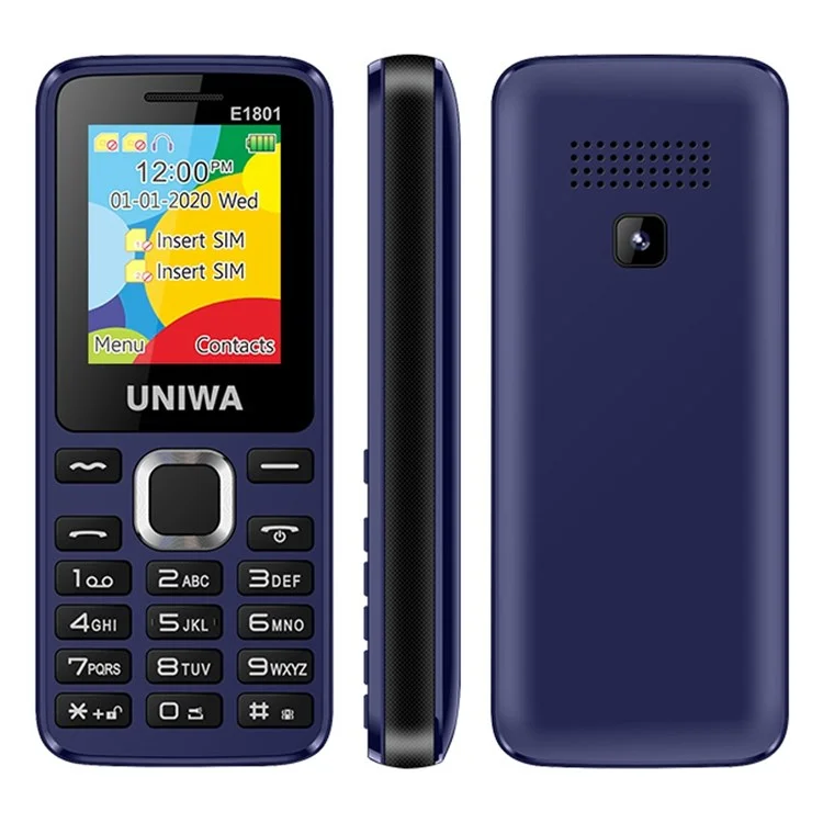 UNIWA E1801 Dual SIM 1.77 inch Mobile Phone 800mAh Battery 2G GSM Cellphone with Rear Camera and Flashlight - Blue
