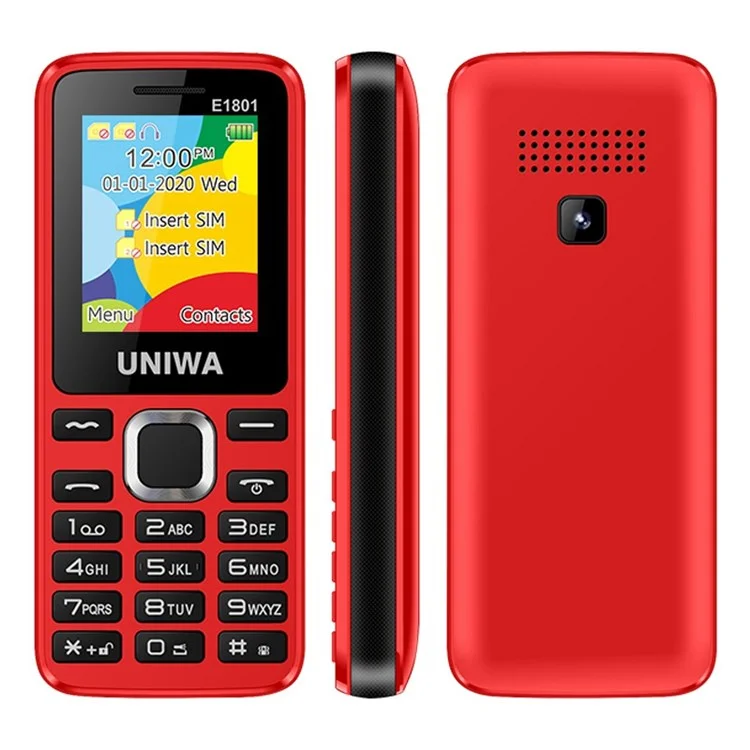 UNIWA E1801 Dual SIM 1.77 inch Mobile Phone 800mAh Battery 2G GSM Cellphone with Rear Camera and Flashlight - Red