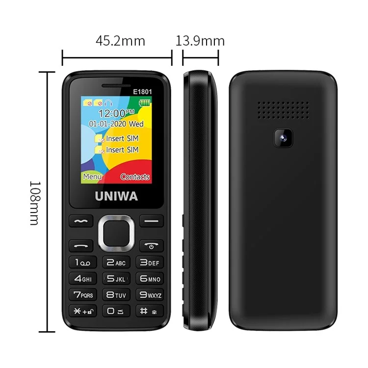 UNIWA E1801 Dual SIM 1.77 inch Mobile Phone 800mAh Battery 2G GSM Cellphone with Rear Camera and Flashlight - Red