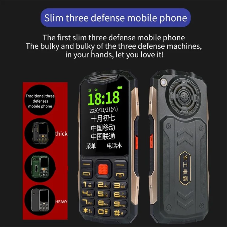 K1 Dual SIM de 2,4 Polegadas Para Celular 4800mAh Bateria 2g GSM Button Large Anti-drop Celrop Com Luz LED Dupla - Preto