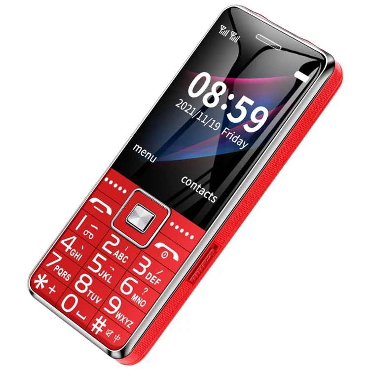 G600 Dual SIM 2.4 inch Mobile Phone 6800mAh Battery 2G GSM Large Button Cellphone with Flashlight - Red