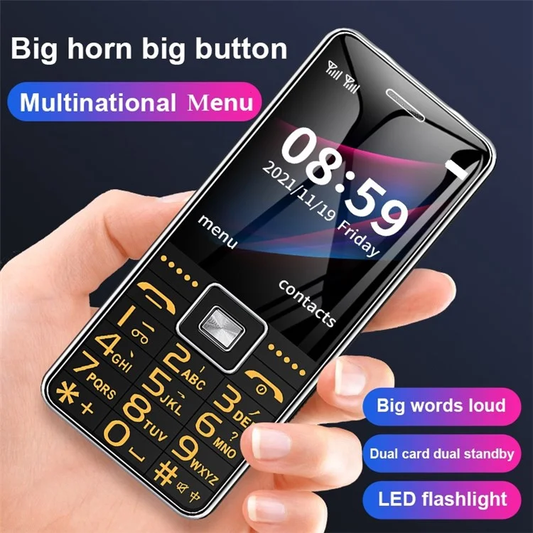 G600 Dual SIM 2.4 inch Mobile Phone 6800mAh Battery 2G GSM Large Button Cellphone with Flashlight - Red