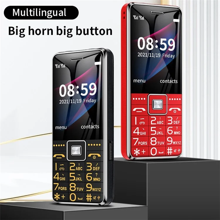 G600 Dual SIM 2.4 inch Mobile Phone 6800mAh Battery 2G GSM Large Button Cellphone with Flashlight - Red