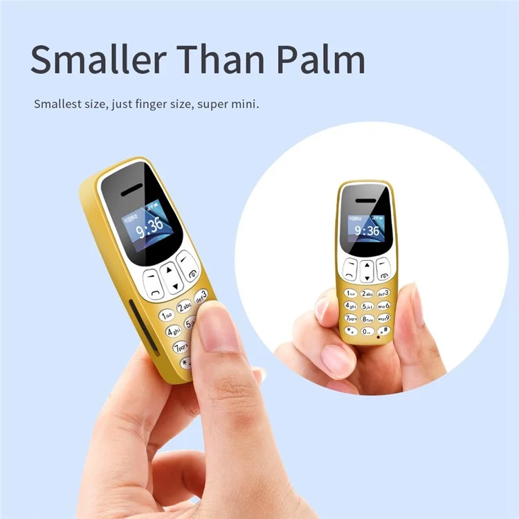 J7 World Smallest Phone Mini Cell Phone Bluetooth Phone MP3 Player with Voice Changer - Gold