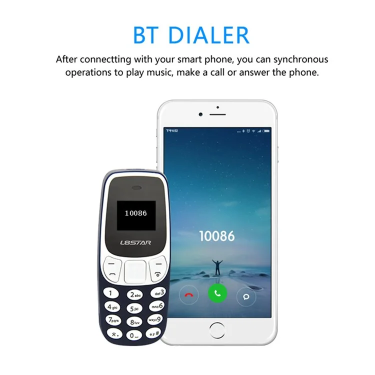 L8STAR BM10 Telefono Mini Bar compatibile Dual SIM Bluetooth 2G GSM Schermo 0,66 pollici - Rosso