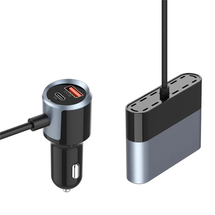 SC03 3 QC3.0 USB+2 Type-C PD Telefono di Ricarica Rapida Adattatore Progettazione Clip Extended Car Charger