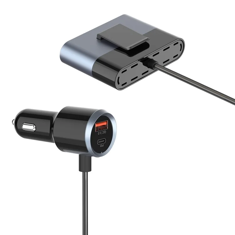 SC03 3 QC3.0 USB+2 Type-C PD Telefono di Ricarica Rapida Adattatore Progettazione Clip Extended Car Charger