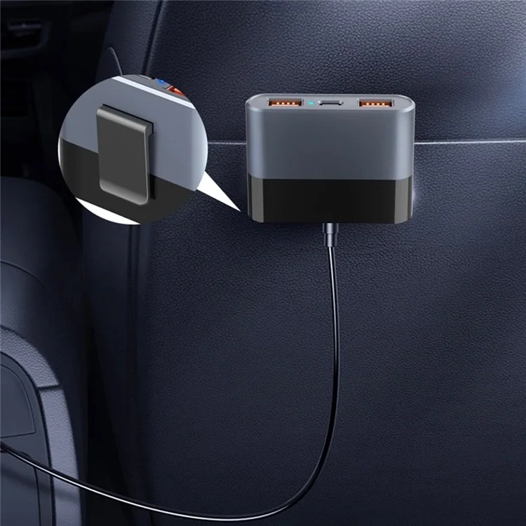 SC03 3 QC3.0 USB+2 Type-C PD Telefono di Ricarica Rapida Adattatore Progettazione Clip Extended Car Charger